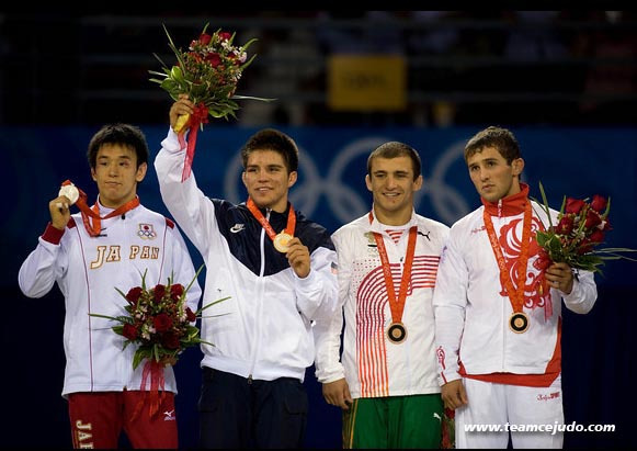 Henry Cejudo and fello Olympian wrestling medalists