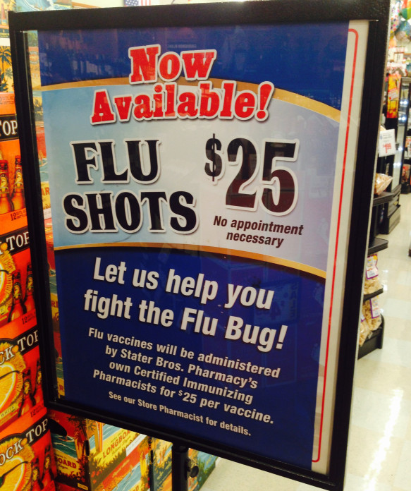 Flu Shot Invitation in local supermarket.